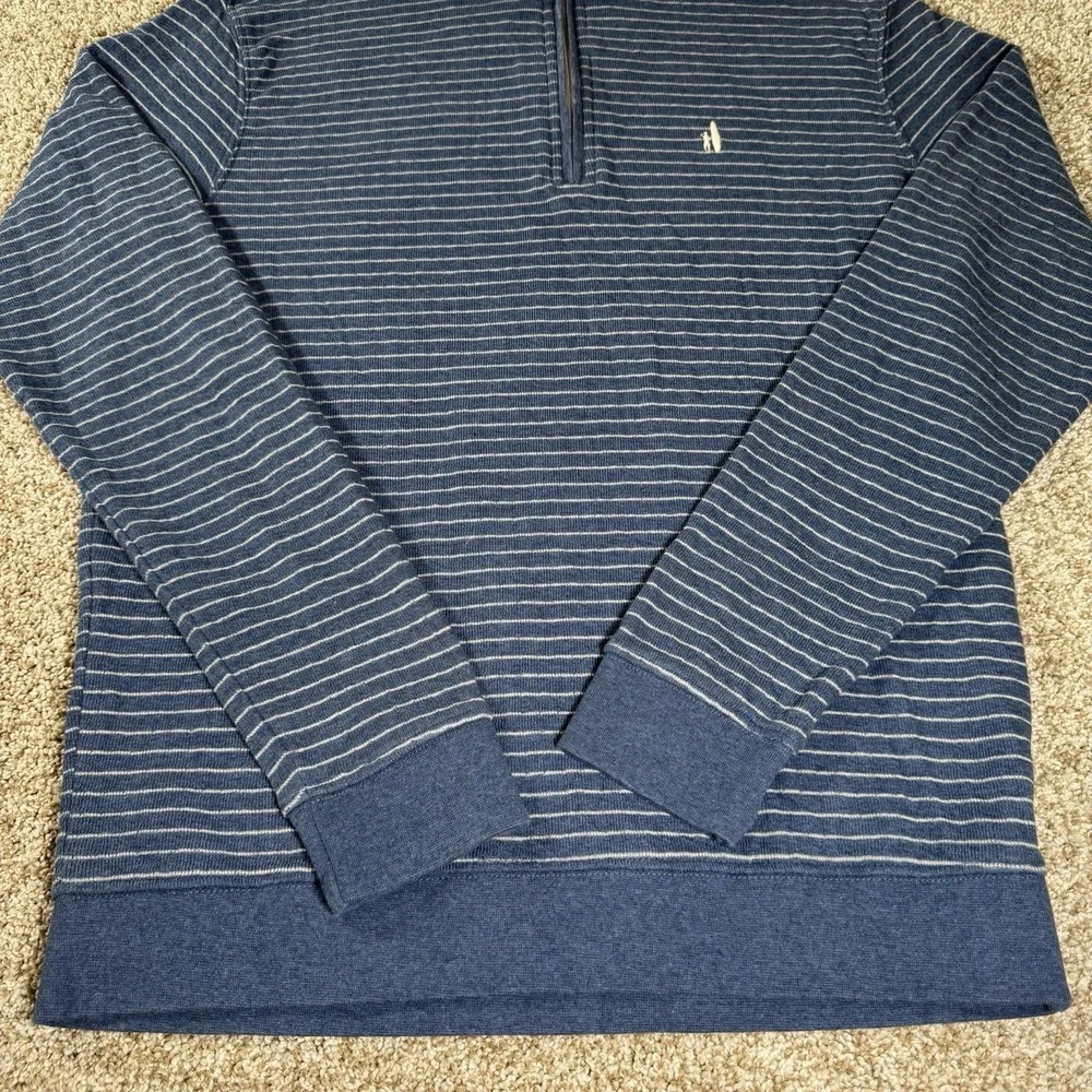 Johnnie O Mens Size S Surf Golf Blue Stripe‎ Emmett 1/4 Zip Long Sleeve Pullover